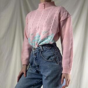 Vintage Pastel Pink Rose Fairy Sweater